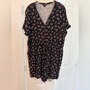 torrid Black Romper with Red and White Floral Print